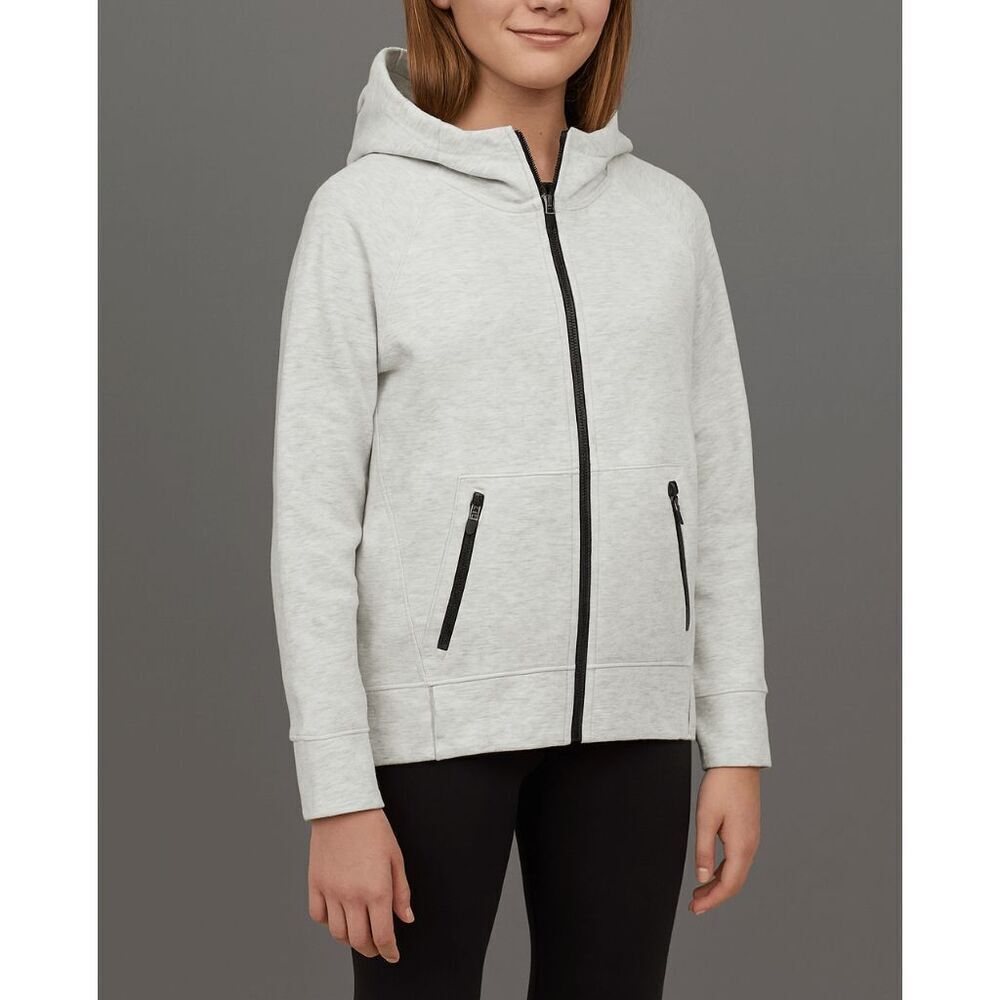 DSG Kids Sport Fleece Full Zip Hoodie Light Heather Grey size XS (6-7)